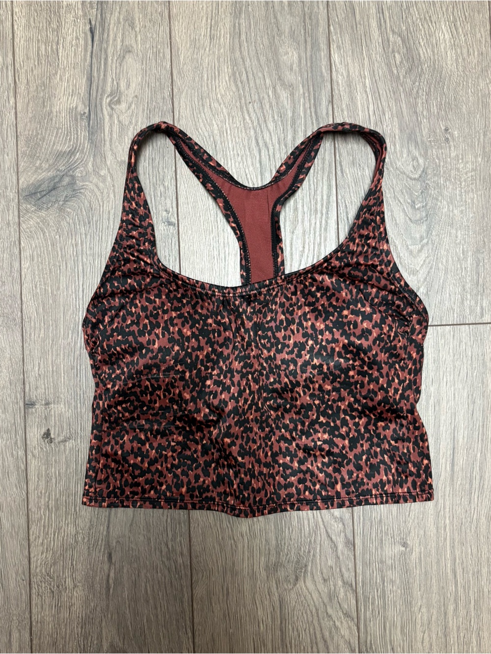 Leopard print padded athletic tank top